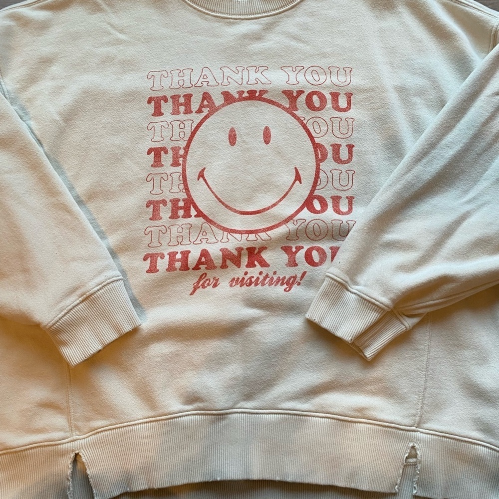 Aerie The Chill Crew Neck Smiley Sweatshirt - Picture 3 of 8